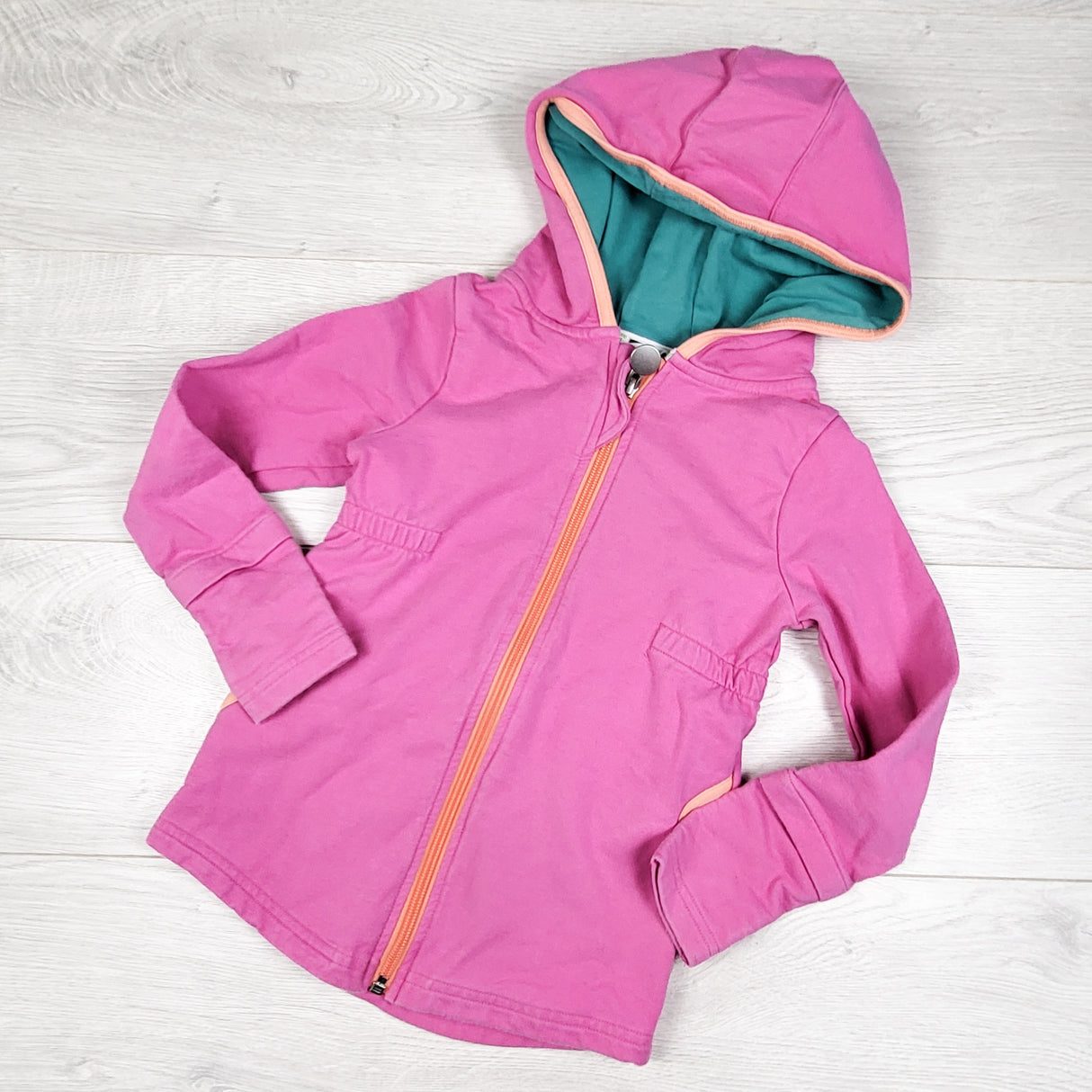 Peekaboo Beans pink zip up hoodie. Size 5T