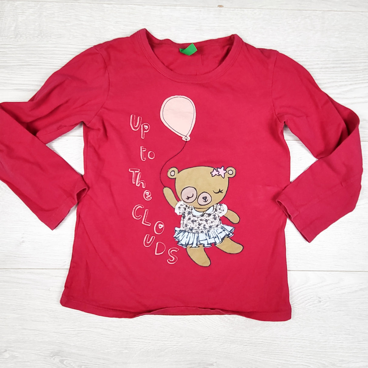 United Colors of Benneton pinky-red top with bear. Size XXS (4Tish)