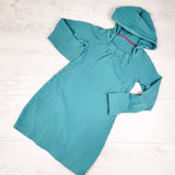 Peekaboo Beans aqua green squareneck hooded dress. Size 6