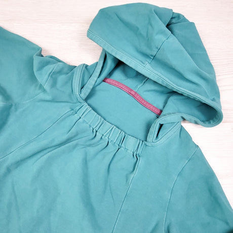 Peekaboo Beans aqua green squareneck hooded dress. Size 6