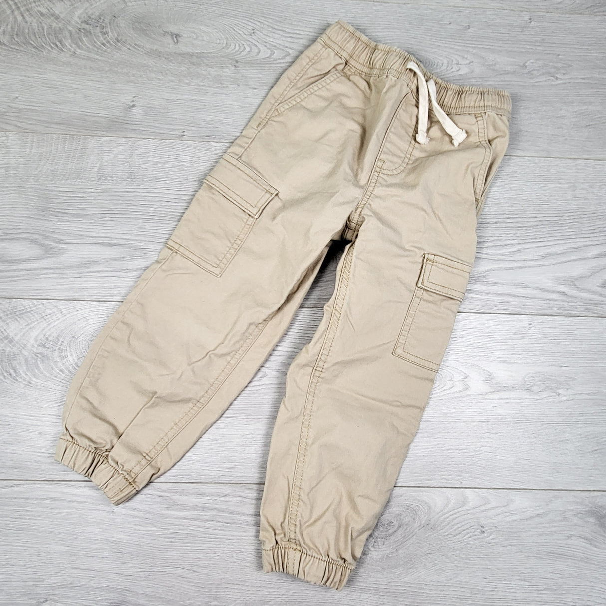 Joe khaki drawstring twill joggers. Size 4T