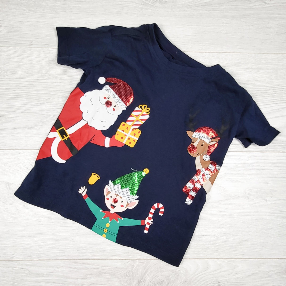 Anko navy sequined Christmas t-shirt. Size 3T