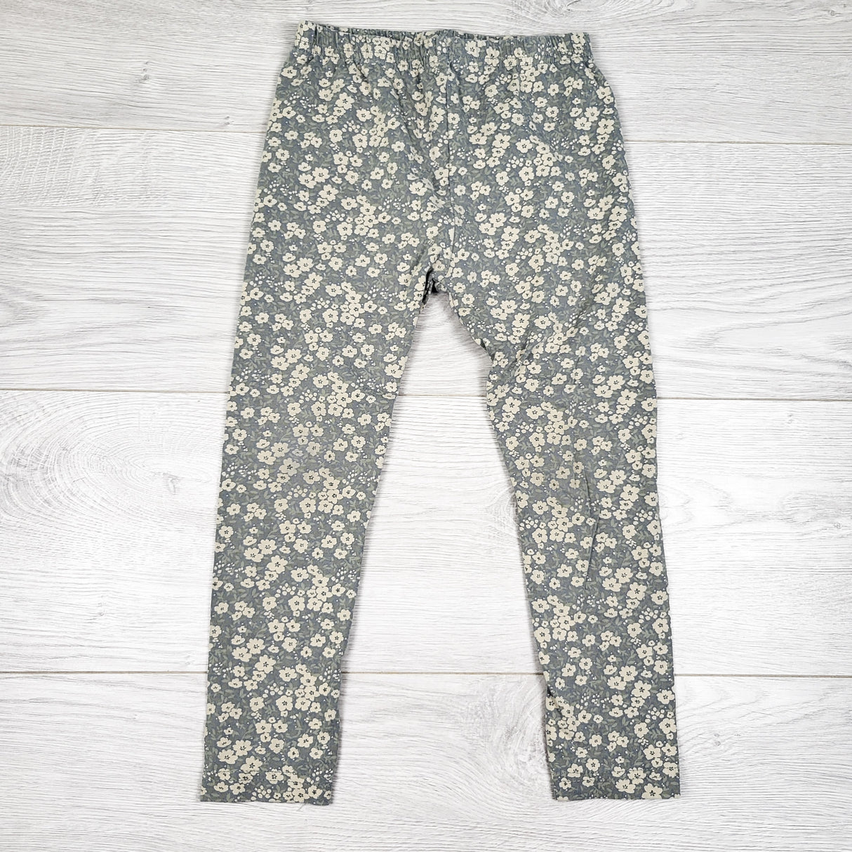 Jamie Kay blue-grey floral print cotton leggings. Size 4T