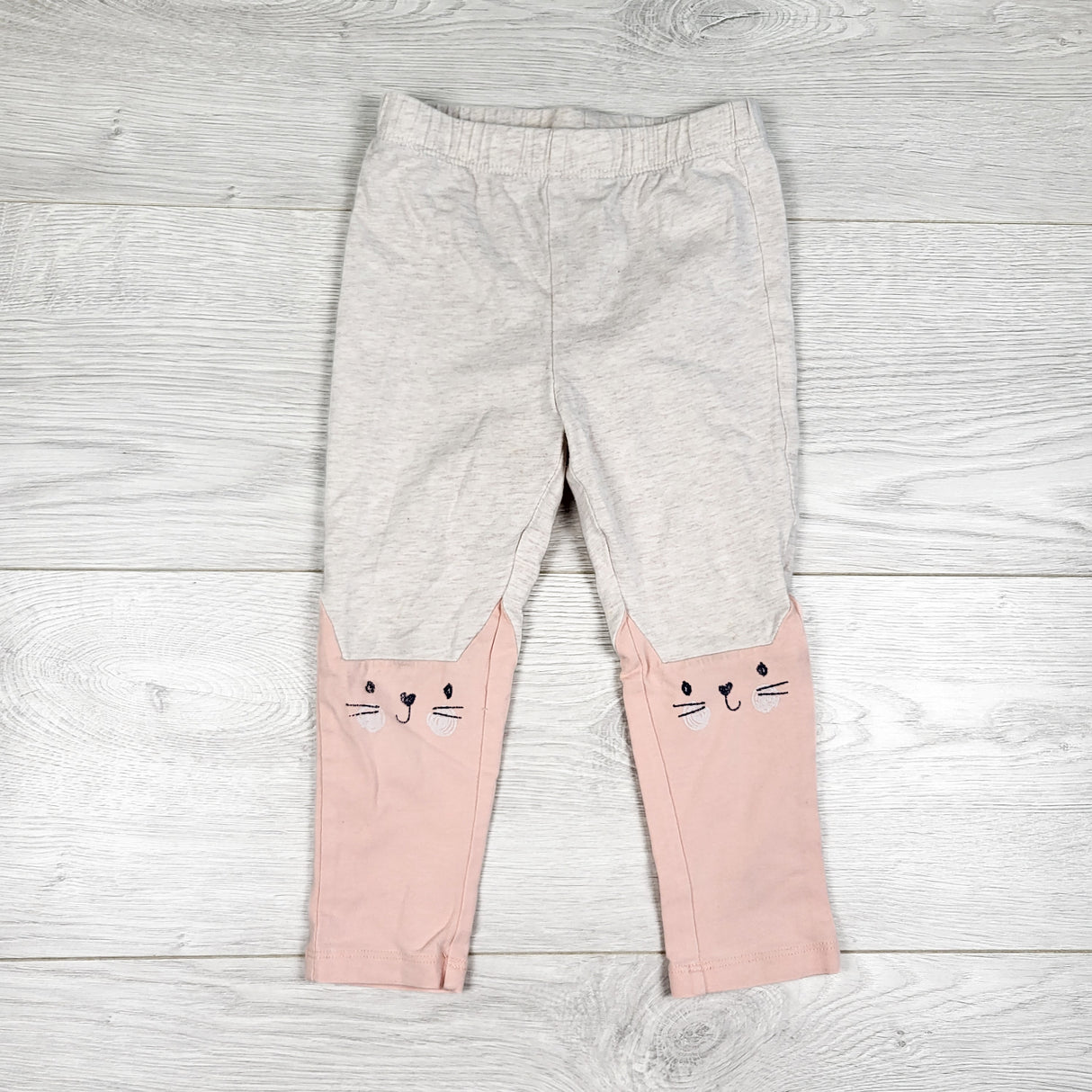 Gap beige and pink leggings with cats. Size 2T