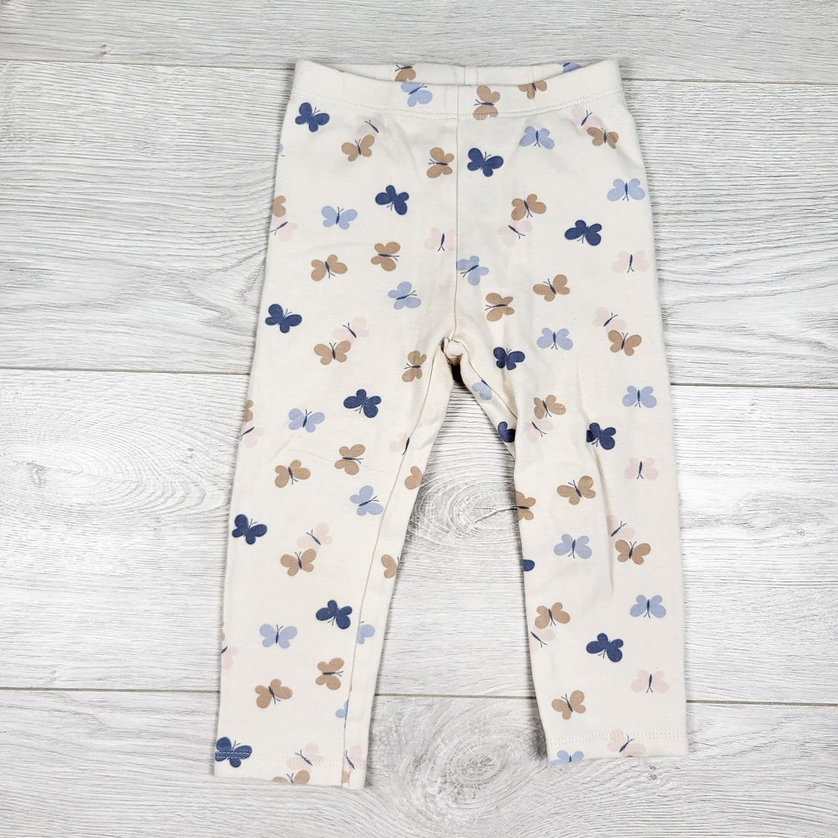 Pekkle beige leggings with butterflies. Size 24 months