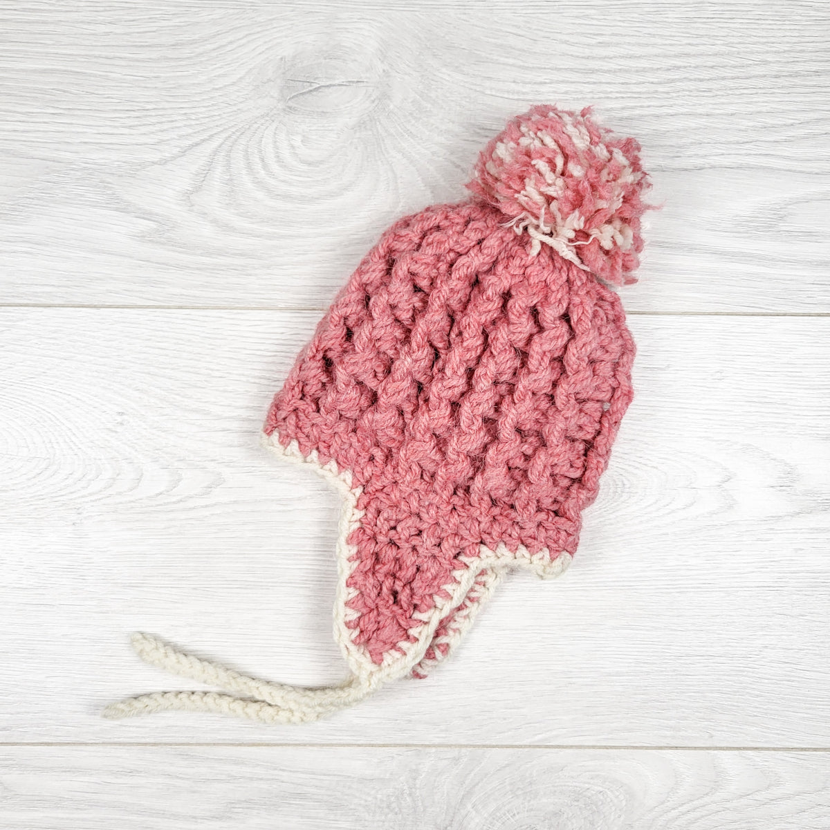 Handmade pink pom pom toque. Approx 0-3 months