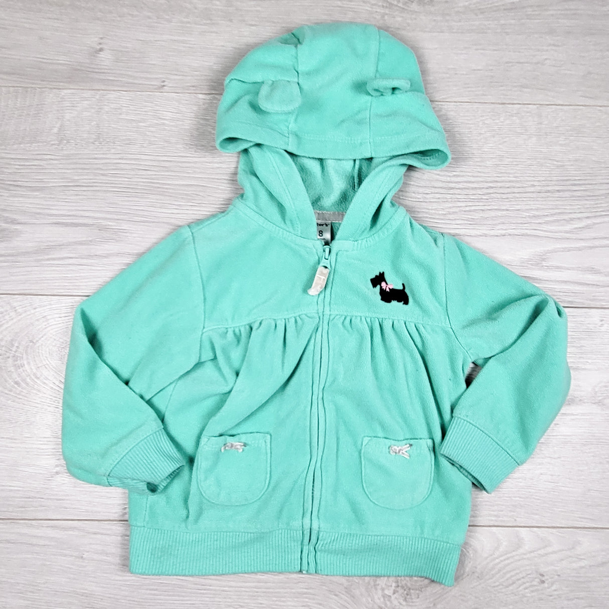 Carters turquoise zippered fleece hoodie. Size 18 months
