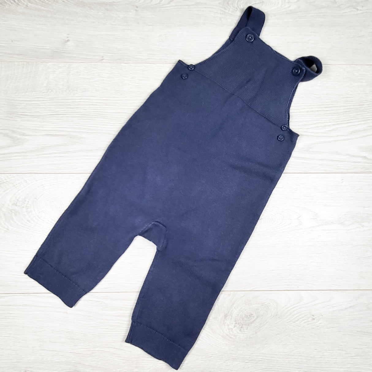 Old Navy blue knit overalls. Size 12-18 months