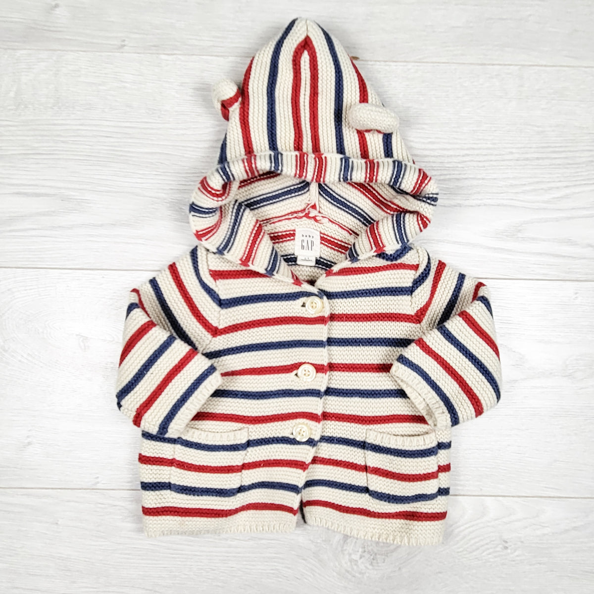 Gap striped hooded sweater. Size 0-3 months