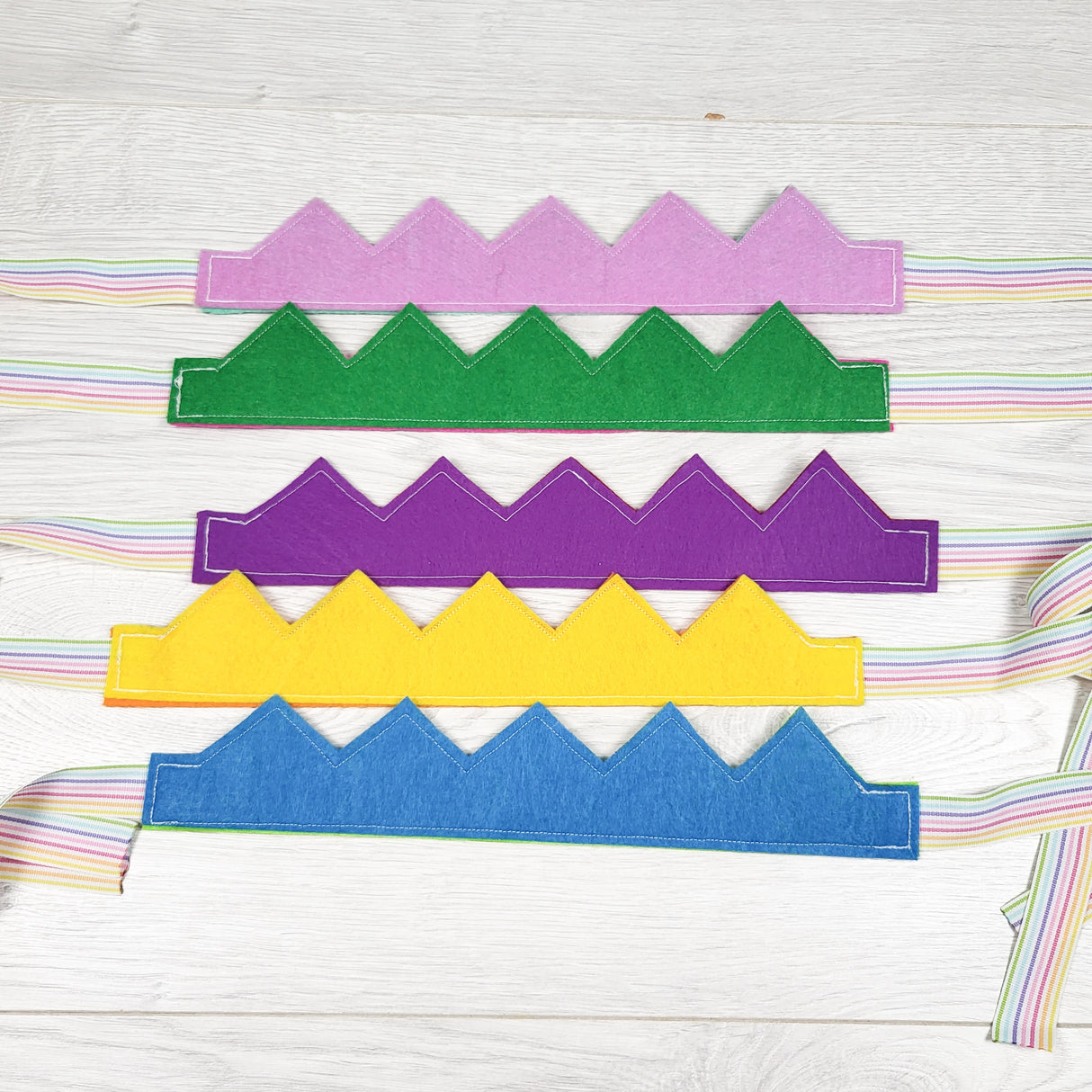 Lot of handmade reversible felt crowns