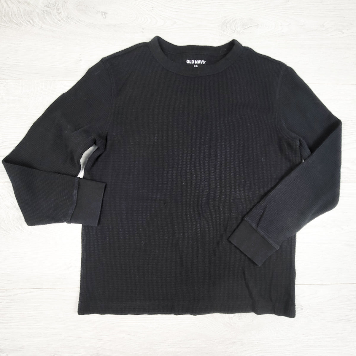 Old Navy black long sleeve waffle knit shirt. Size 8