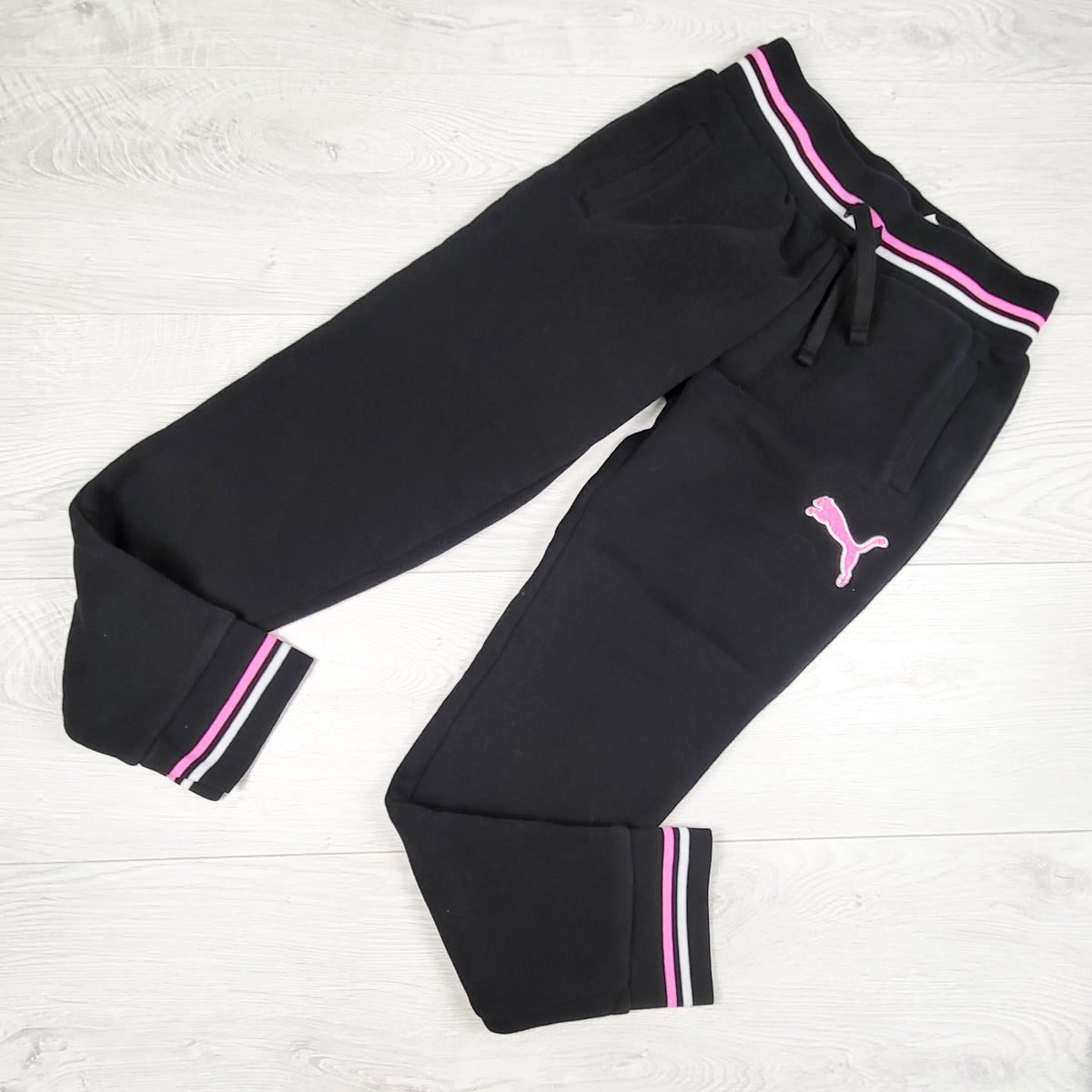 Puma black fleecy lined joggers. Size 10/12