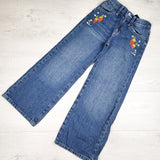 Old Navy high rise baggy wide-leg jeans with embroidered strawberries. Size 10