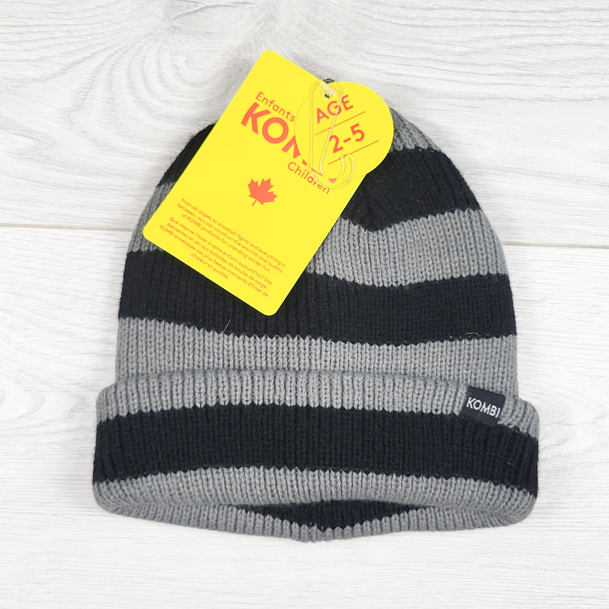 NEW - Kombi black and grey fleece toque. Size 2-5 Years