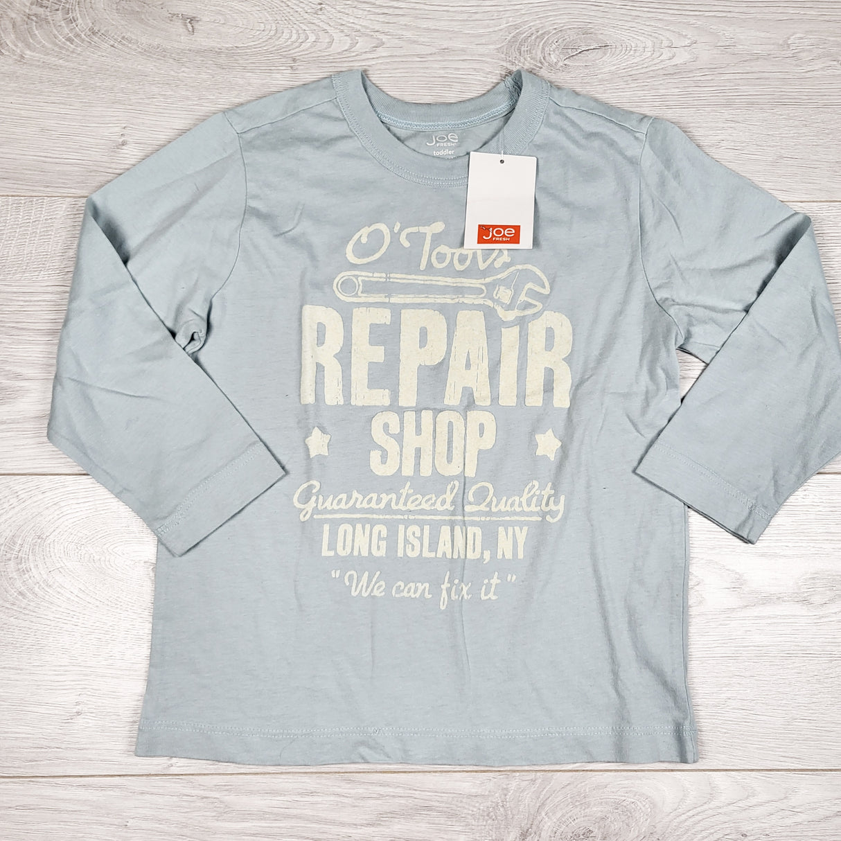 NEW - Joe light blue "Repair Shop" top. Size 4T