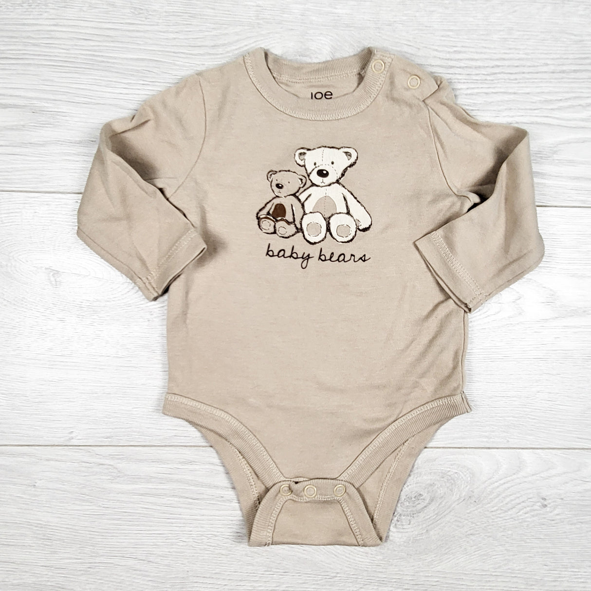 Joe light brown bodysuit with teddy bears. Size 3-6 months