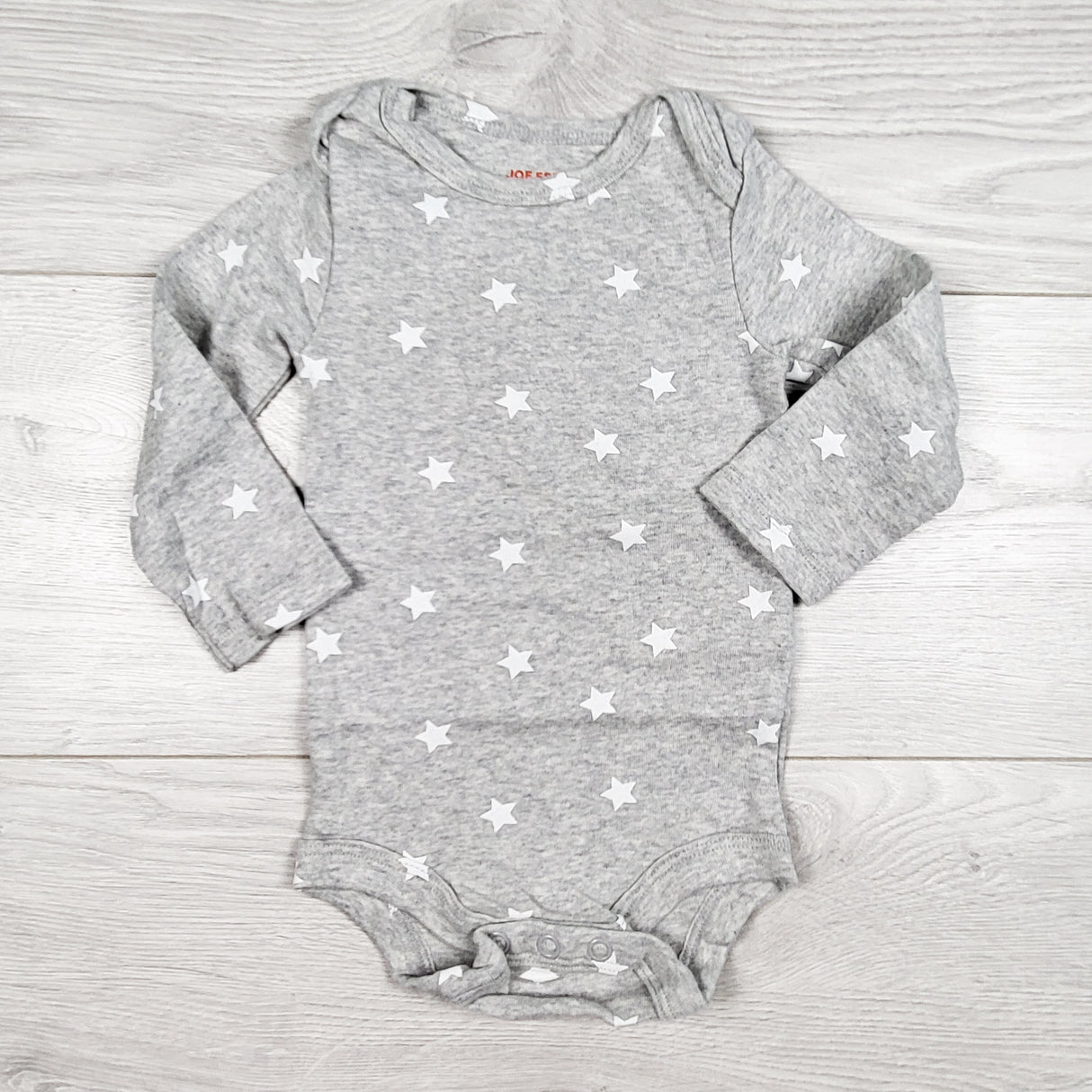 Joe grey bodysuit with stars. Size 3-6 months