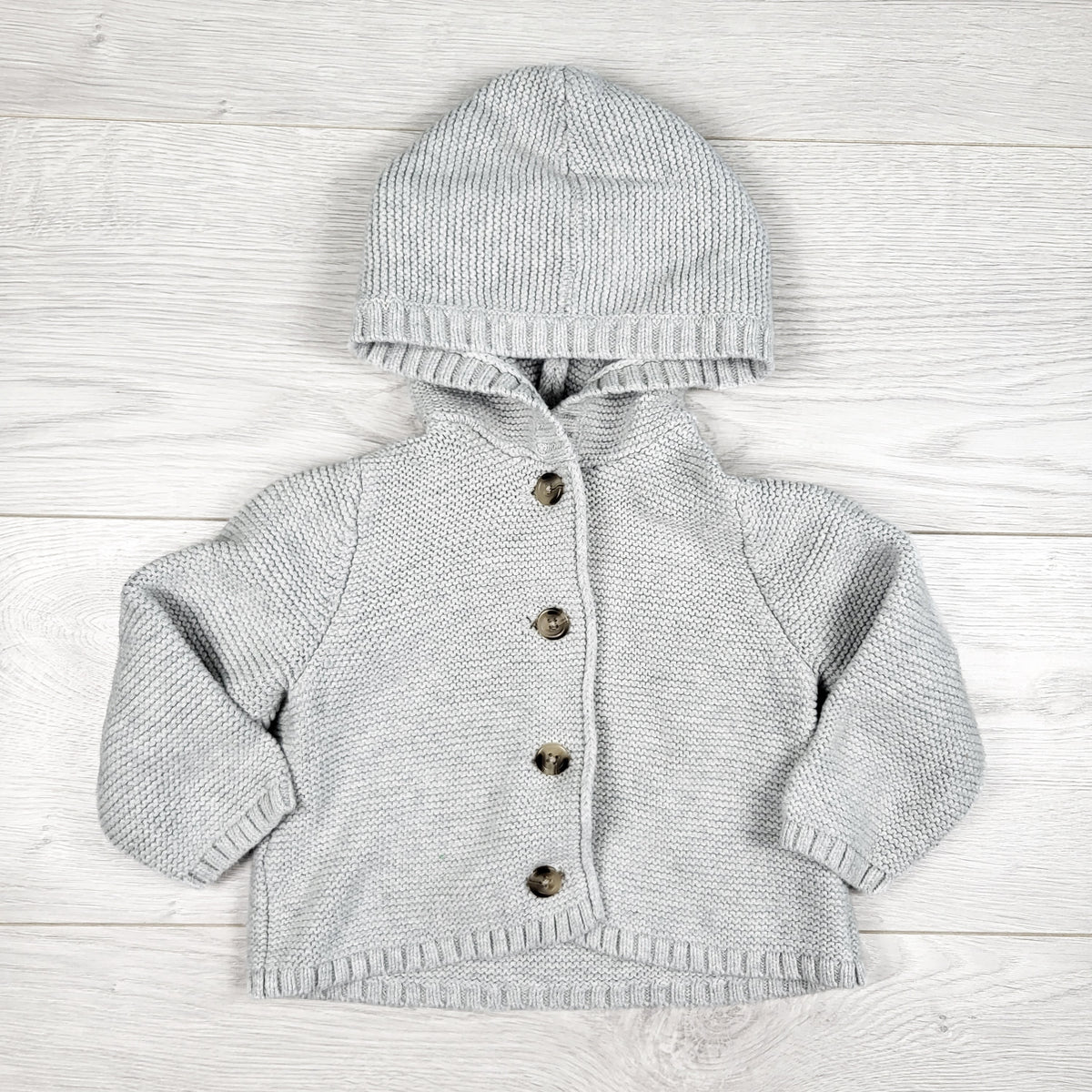 Old Navy grey hooded sweater. Size 12-18 months