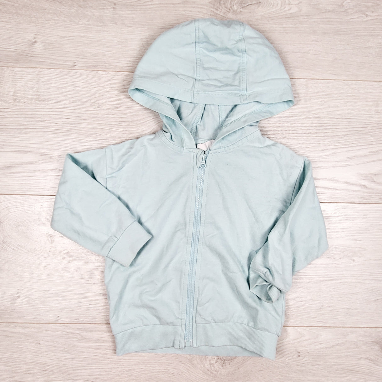 Rococo light blue zip up hoodie. Size 12-18 months