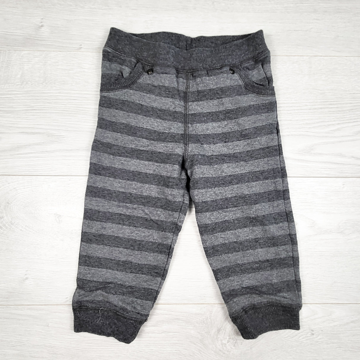 Joe grey striped cotton pants. Size 12-18 months