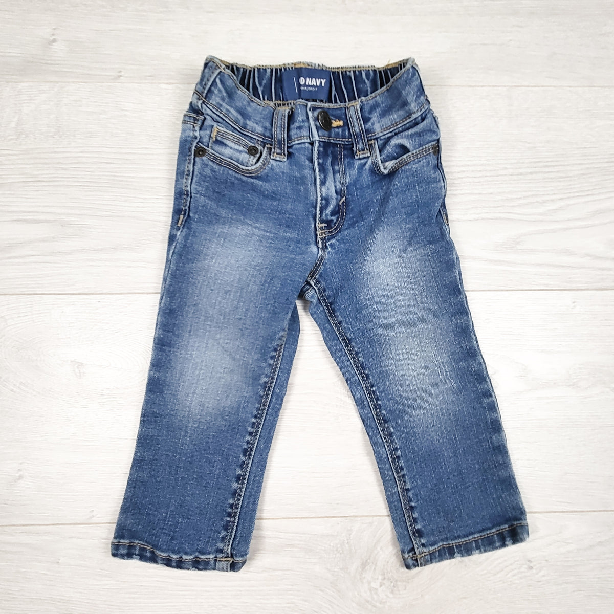 Old Navy distressed straight leg jeans. Size 12-18 months