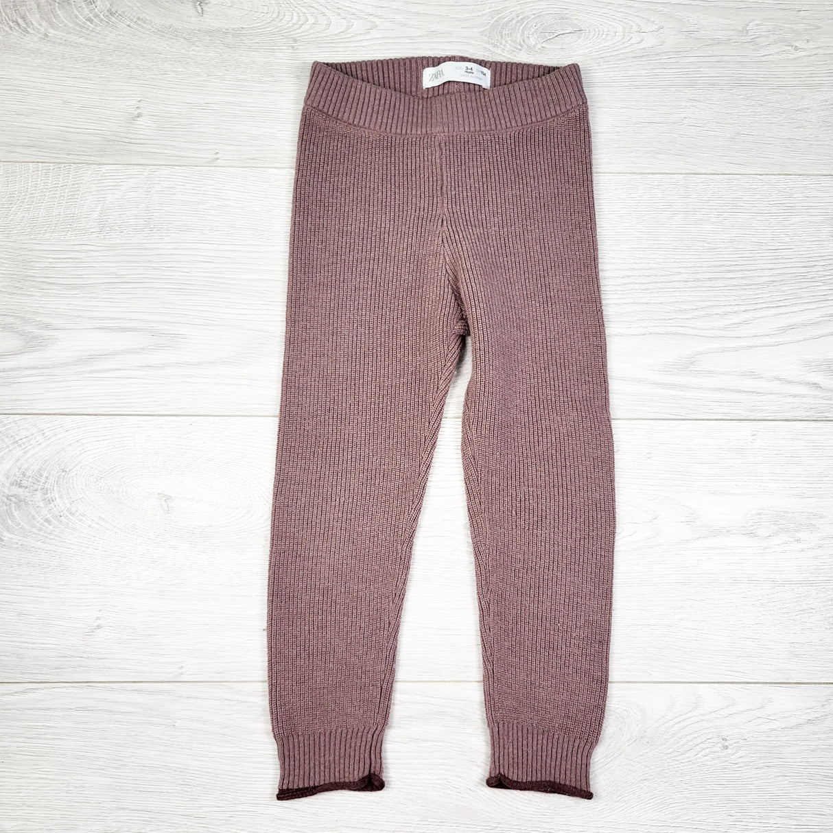 Zara mauve ribbed sweater leggings. Size 3/4T