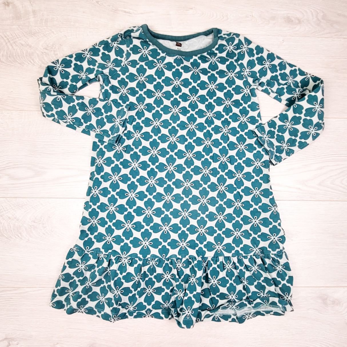 Tea Collection teal floral print dress. Size 8