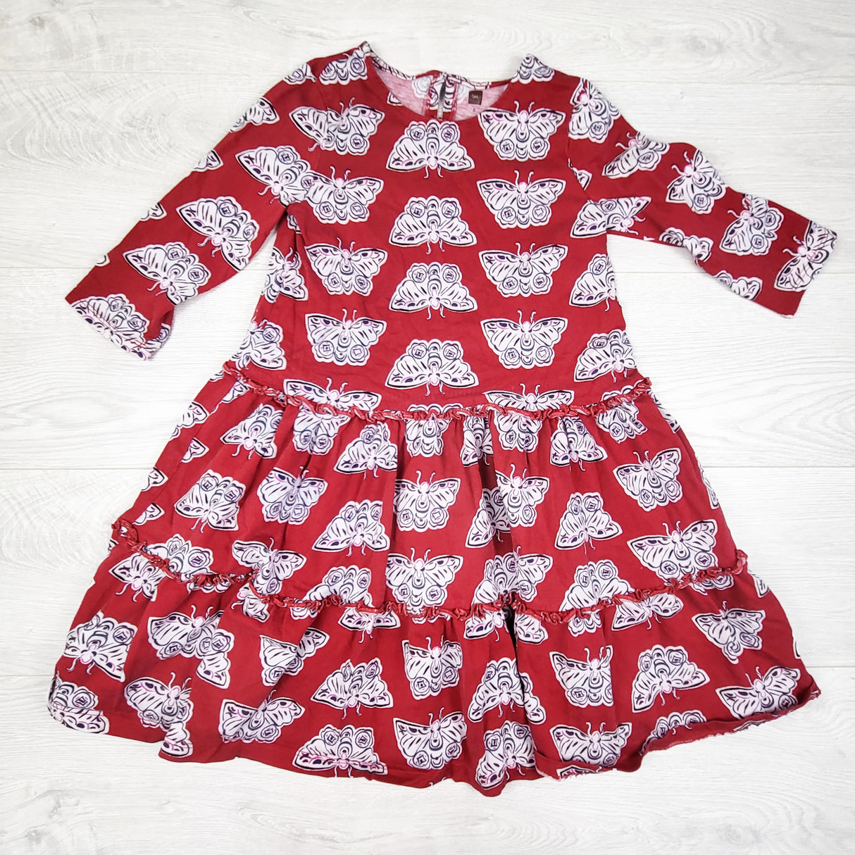 Tea Collection red cotton dress with butterflies. Size 8