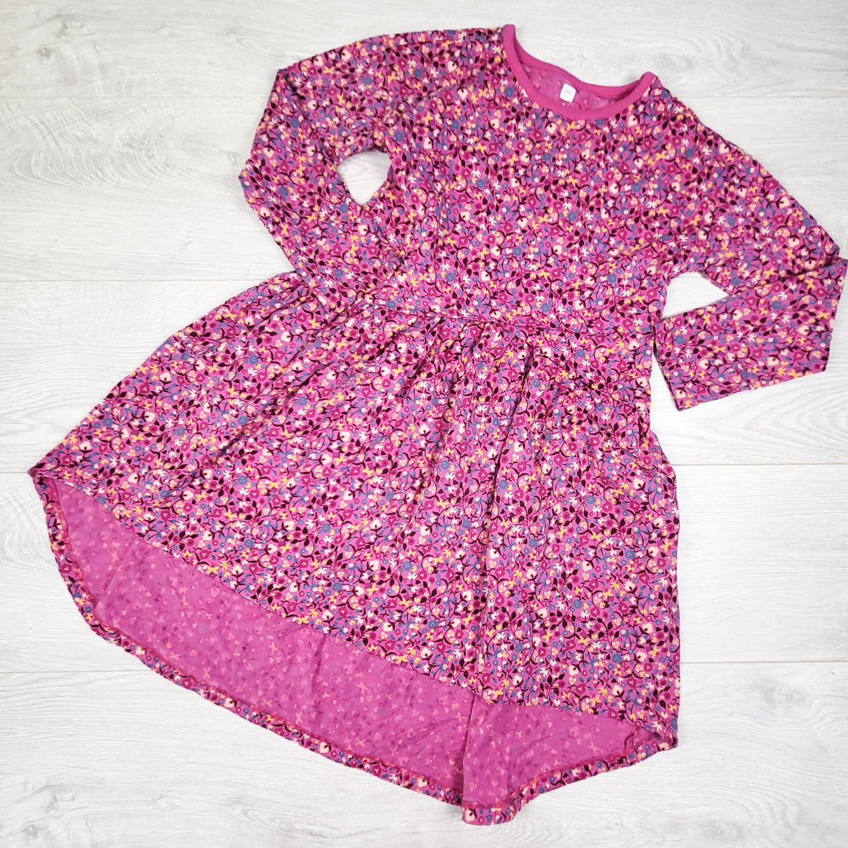 Tea Collection pink floral print cotton dress. Size 8