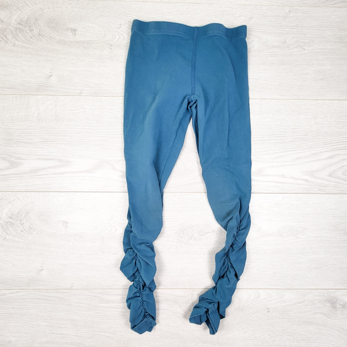 Peekaboo Beans teal ruched leggings. Size 6