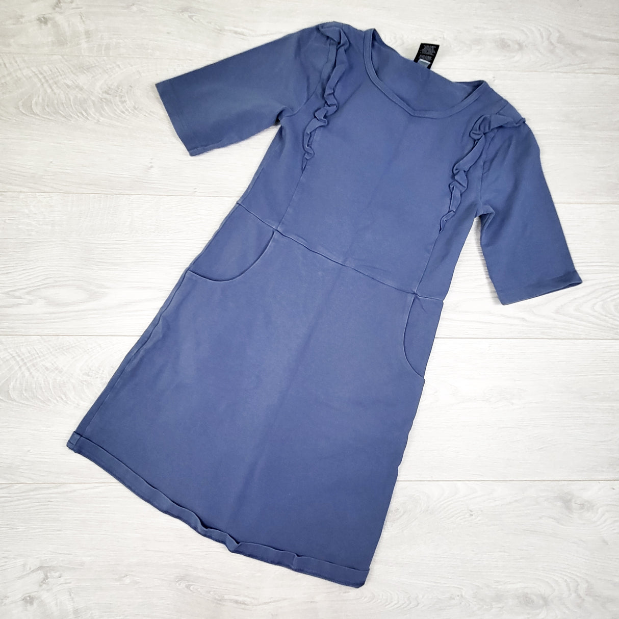 Peekaboo Beans blue dress with ruffles. Size 8