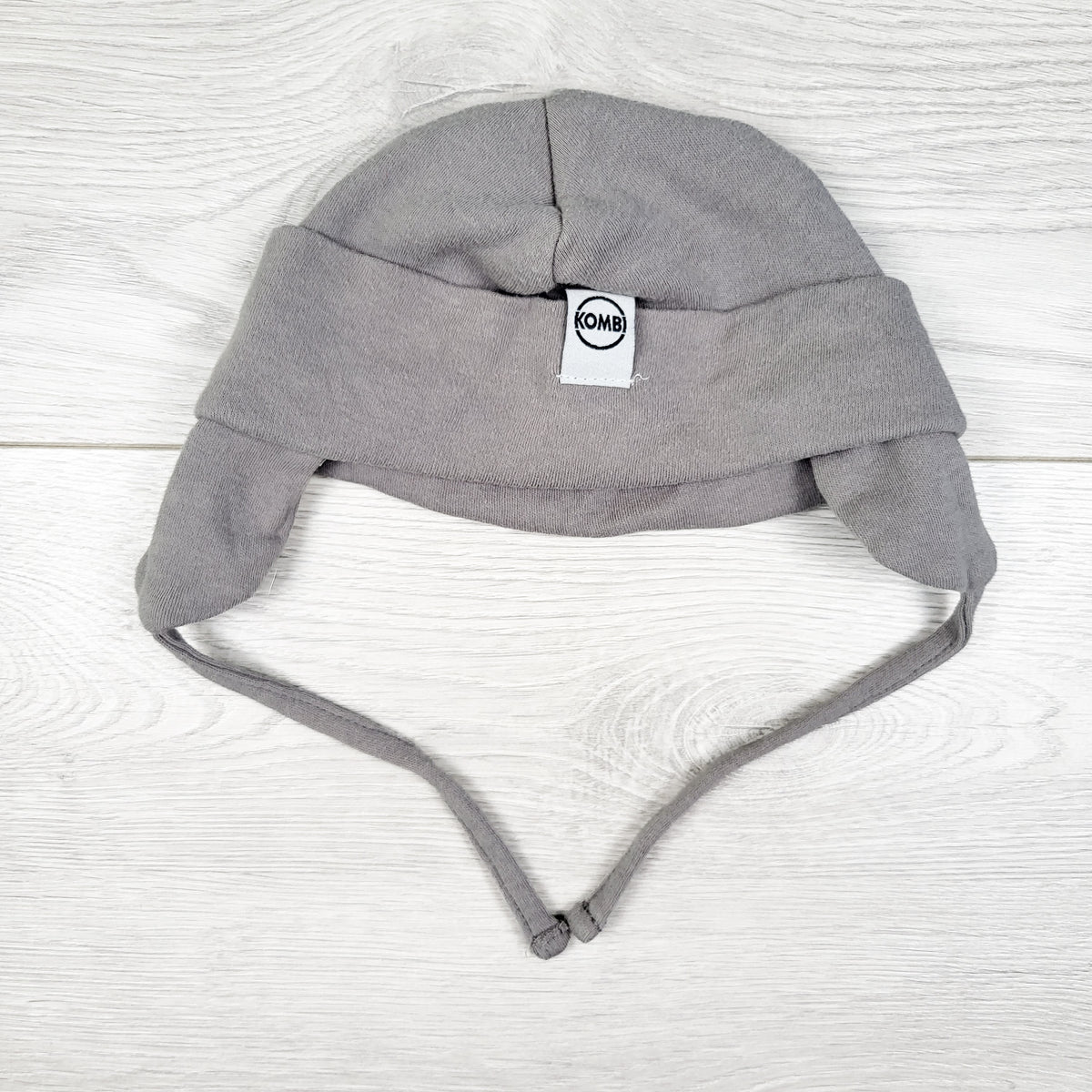Kombi grey cotton hat with ear flaps. Size 9-18 months