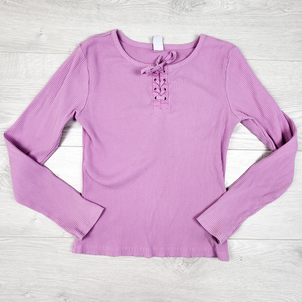 Old Navy purple ribbed long sleeve top. Size 10/12