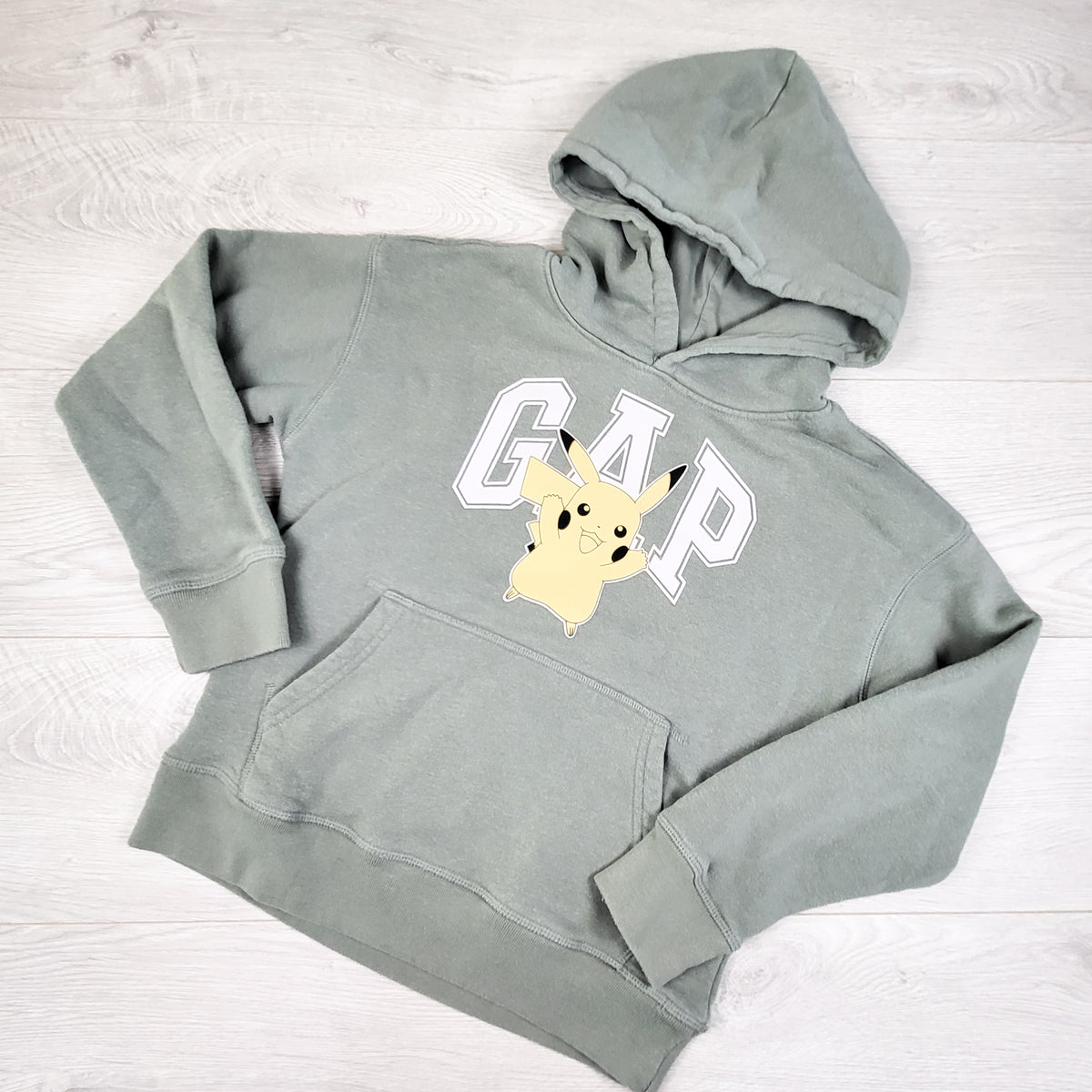 Gap green pullover Pokemon hoodie with Pikachu. Size 8