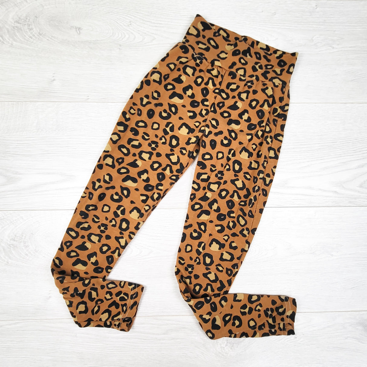 Teddy Little Apparel leopard print bamboo blend pants. Size 8