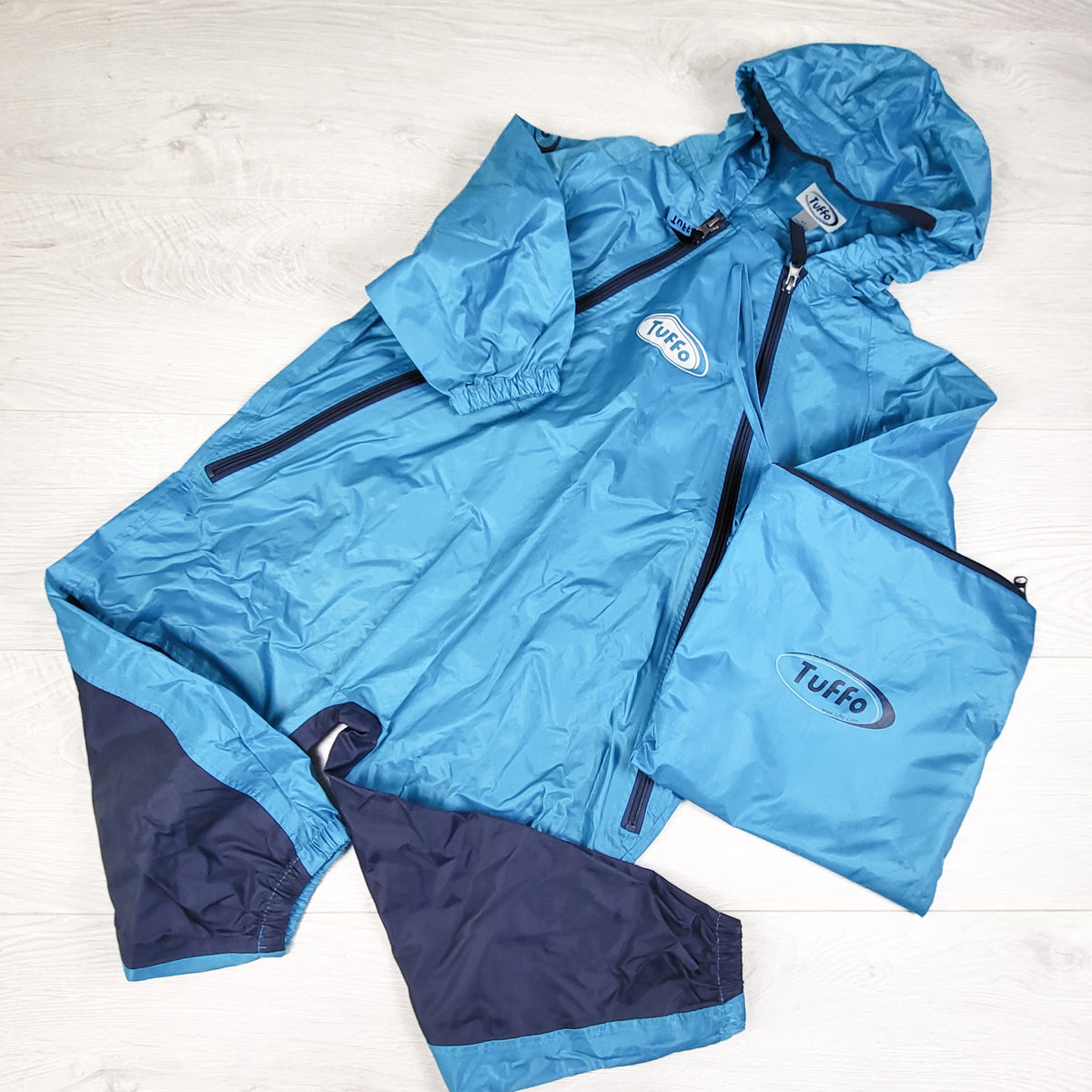 Tuffo blue one piece Muddy Buddy rain suit. Size 4T