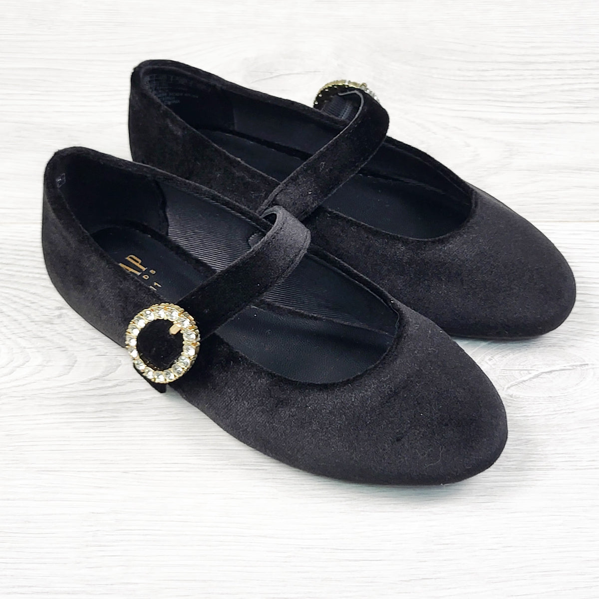 Gap black velvet buckle flats. Size 11