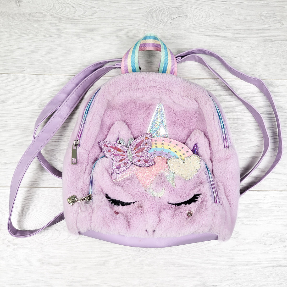Miss Gwen's OMG Accessories Orchid Purple Unicorn Faux Fur Mini Backpack