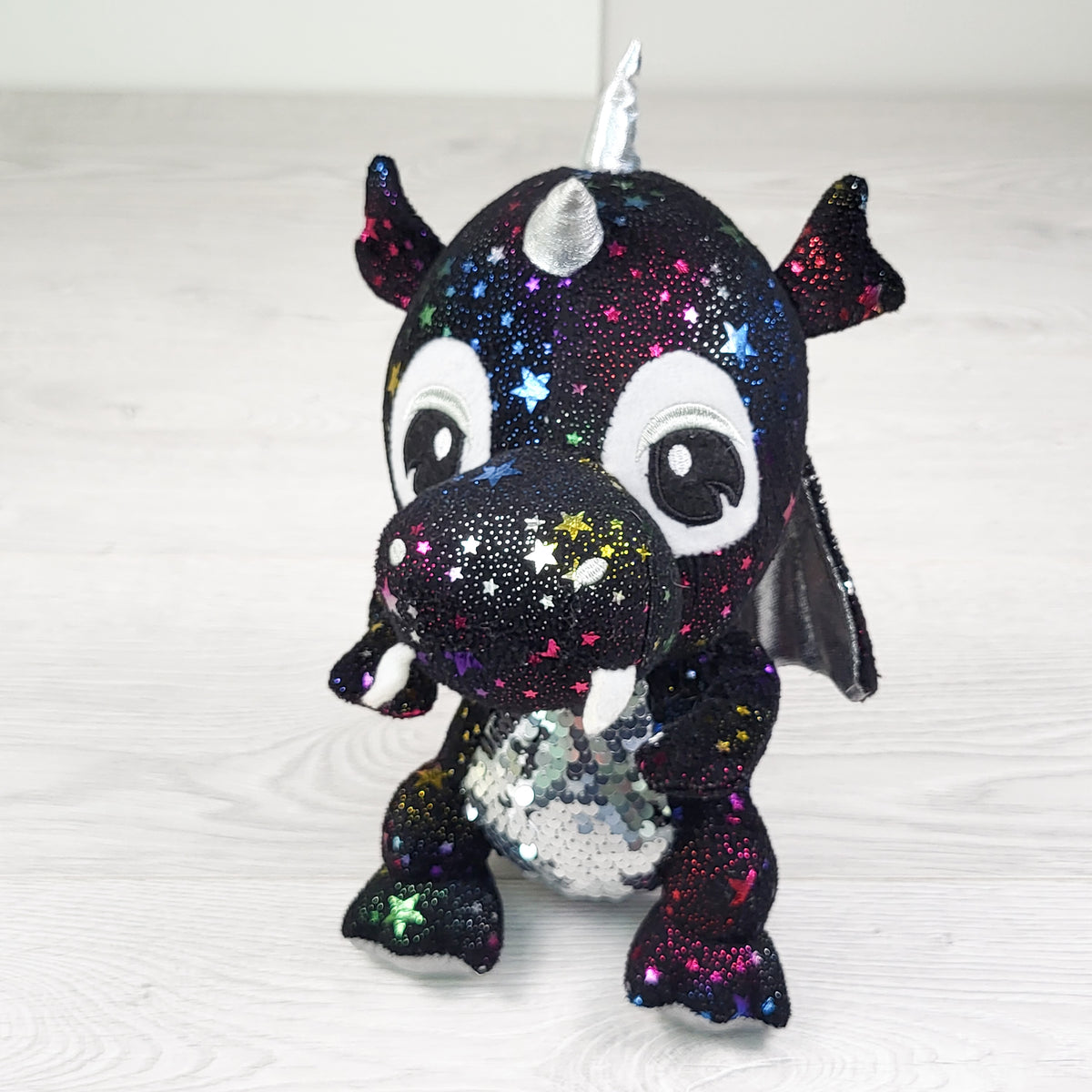 Black 14 inch dragon plush with flip sequins (sorry, no shipping)