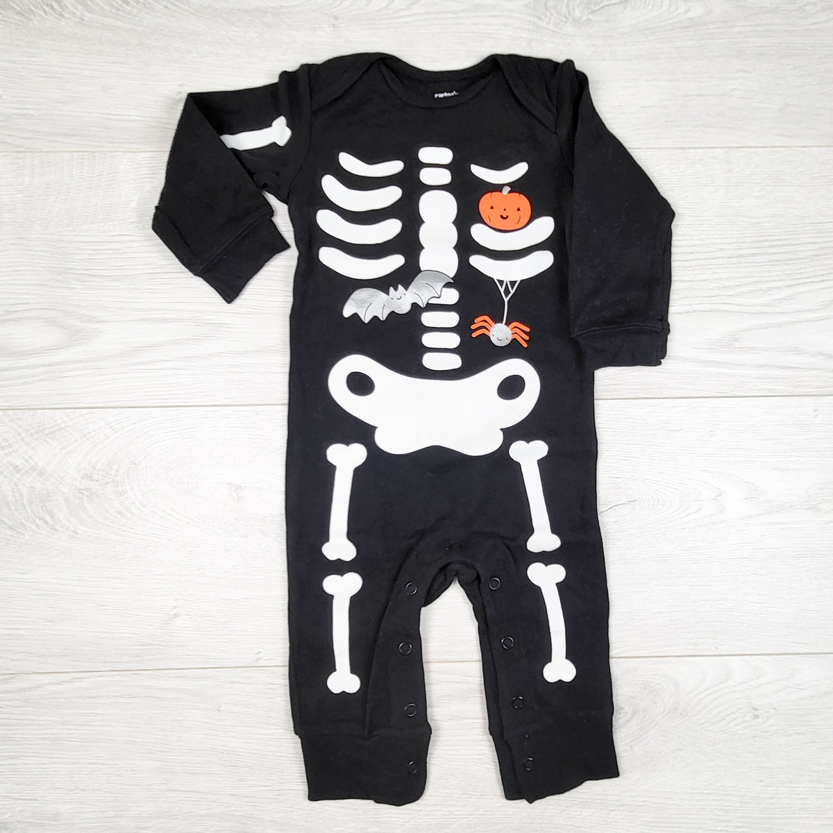 Carters black skeleton romper. Size 6 months