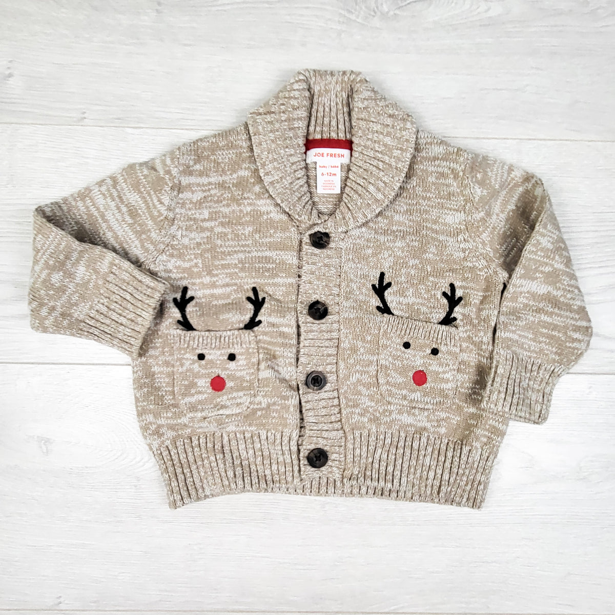 Joe brown marled reindeer cardigan sweater. Size 6-12 months