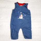 Vintage 1990s Please Mum fleece lined denim snowman overalls. Size 3 months