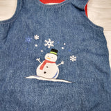 Vintage 1990s Please Mum fleece lined denim snowman overalls. Size 3 months