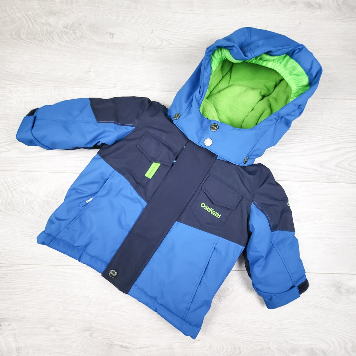 Oshkosh blue and navy fleece lined snow jacket. Size 12 months