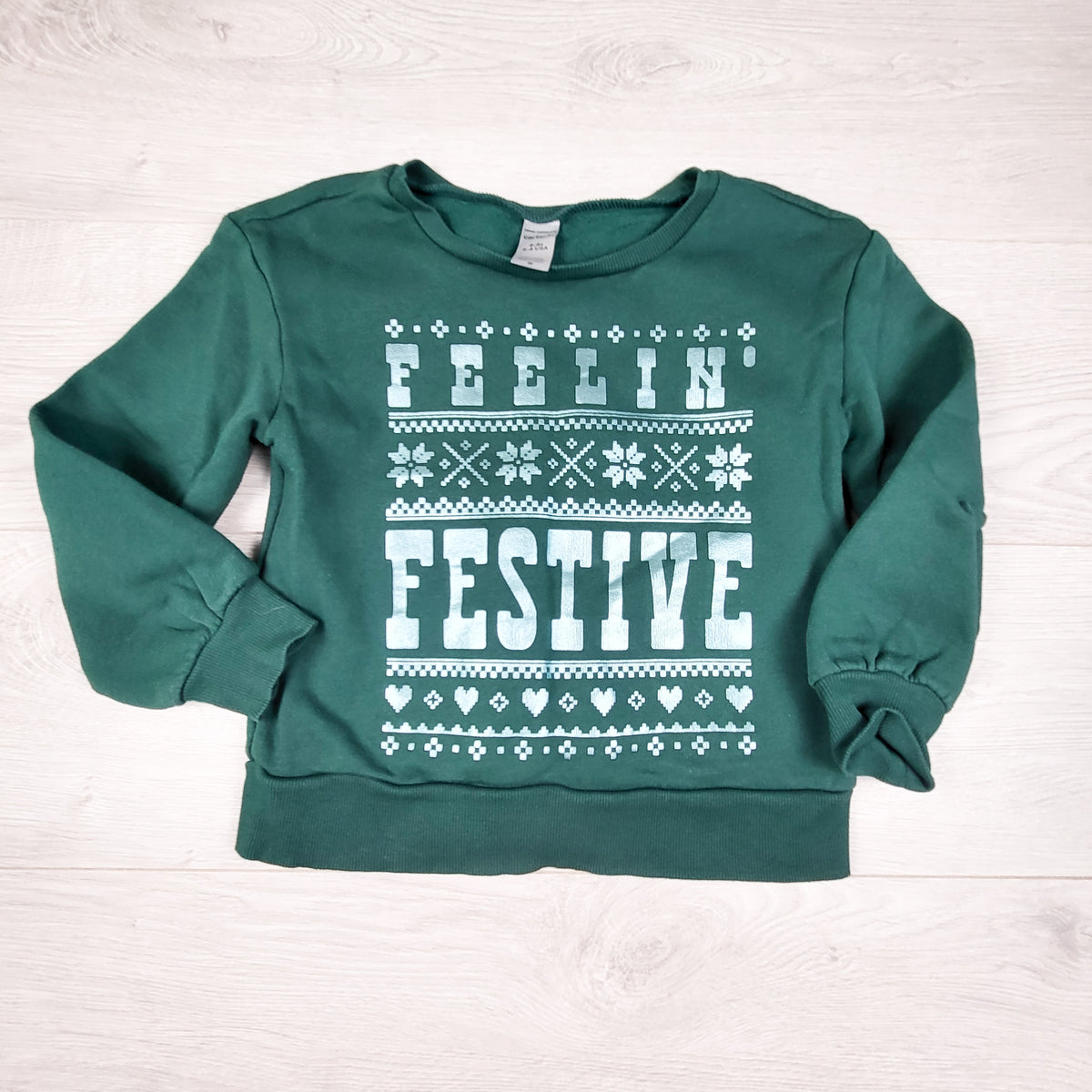 Carters green "Feelin' Festive" sweatshirt. Size 6/6X