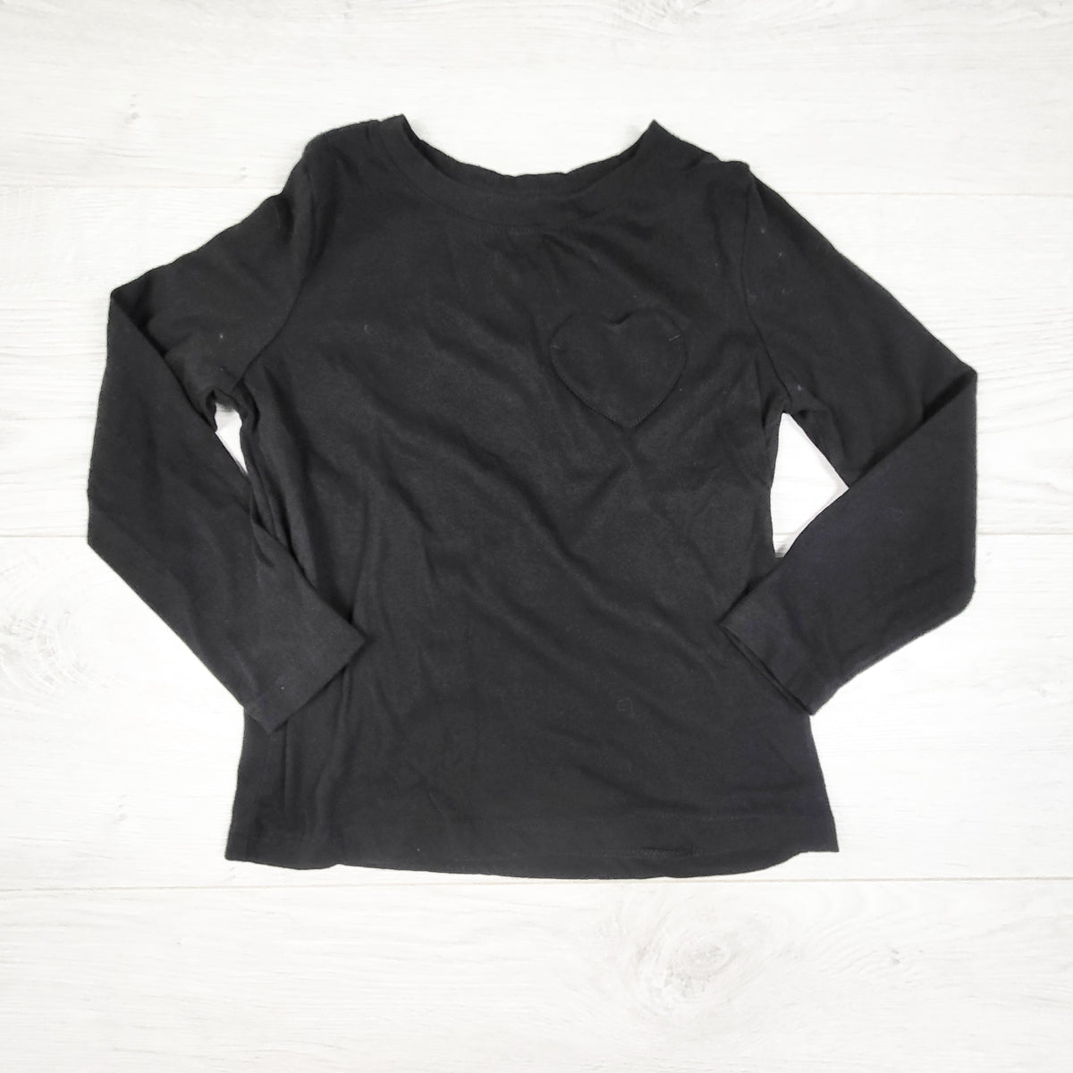 Old Navy black long sleeve top with heart pocket. Size 5T
