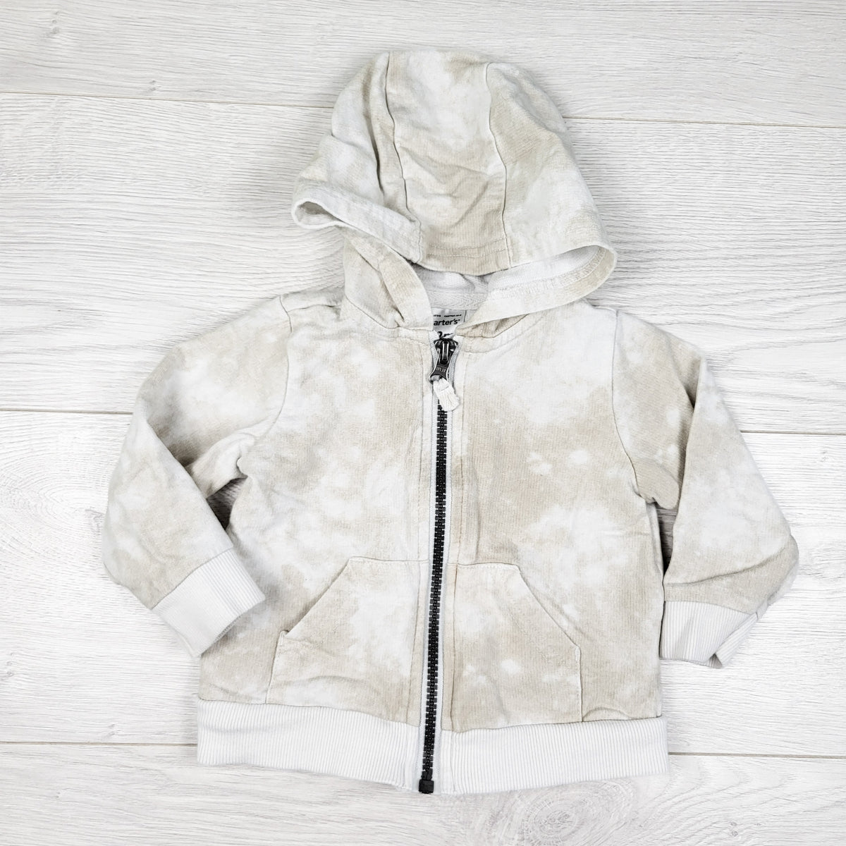 Carters beige tie dye style zip up hoodie. Size 12 months