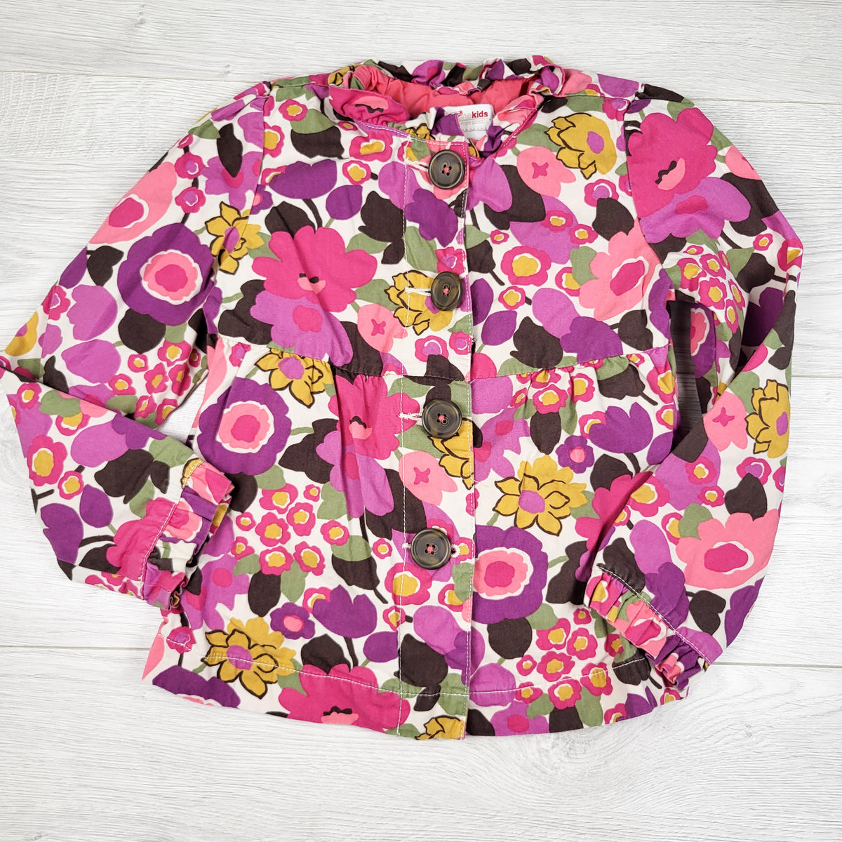 Genuine Kids floral print canvas jacket. Size 5T