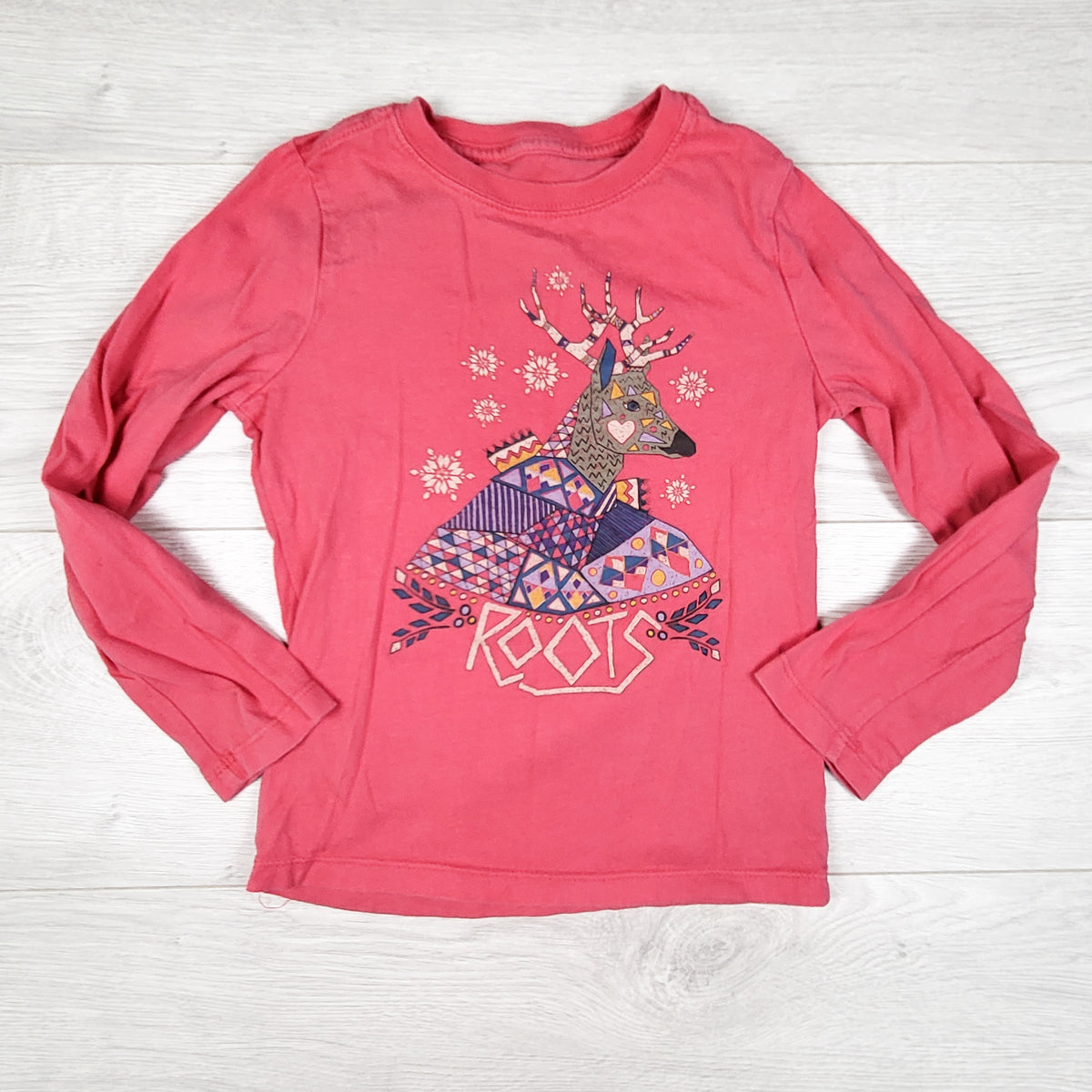 Roots pink top with deer. Size 5/6