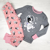 Pink and grey 2pc NASA PJs. Size 8 - AS IS
